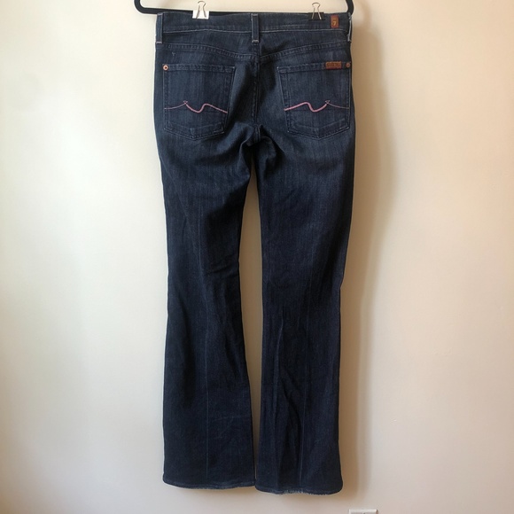 7 FOR ALL MANKIND Bootcut Y2K Pink Stitch Boho Retro Dark Wash Jeans | Size 29 - Picture 6 of 9